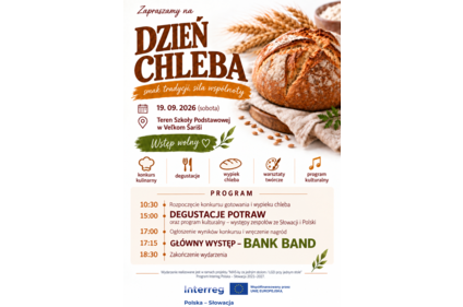 Plakat zapraszający na wydarzenie na Słowacji pn. "Dzień Chleba"